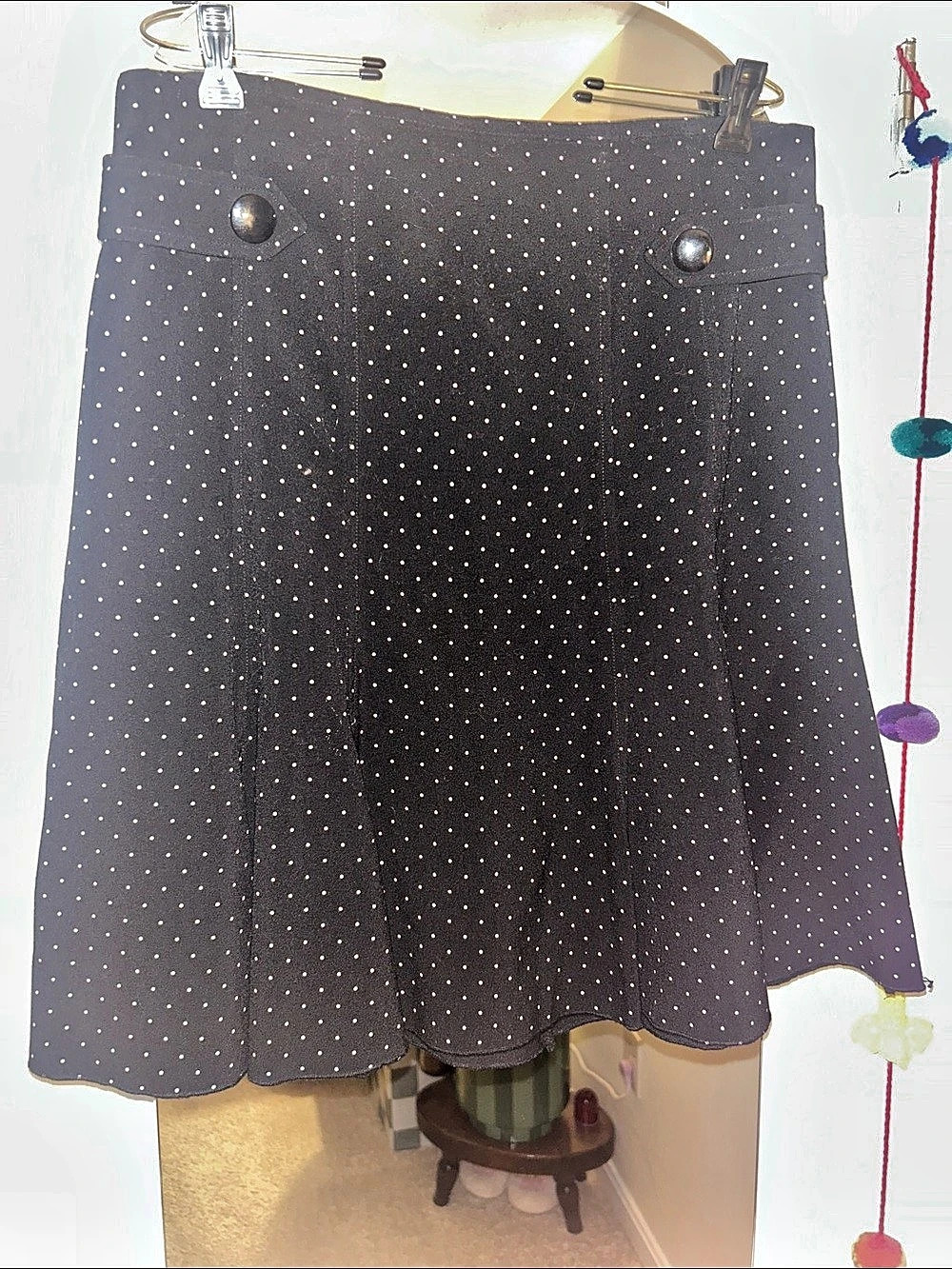 Joe Benbasset Polka Dot A-Line Skirt in Black & Pink Size 13 Like New